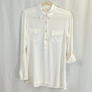 Max Studio Specialty Products MSSP Size Small Cream Half Button Top